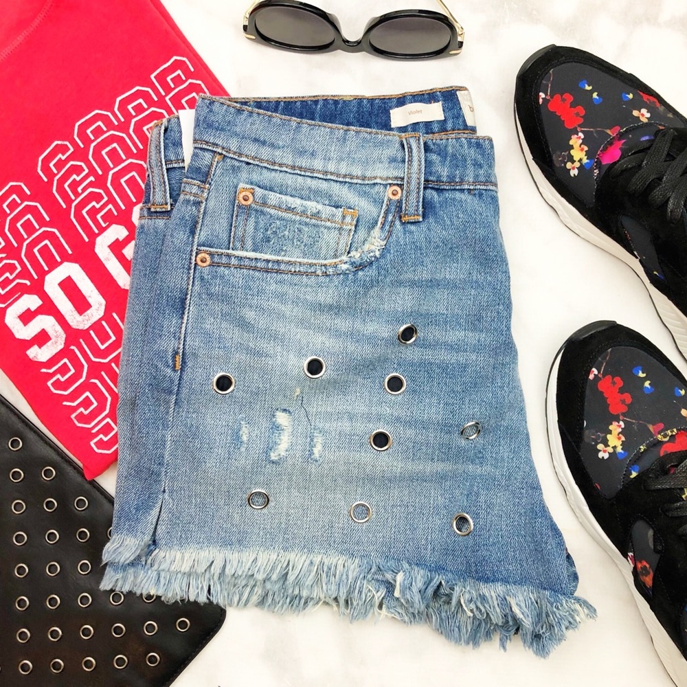 Band of Gypsies Blue Distressed Jean Shorts